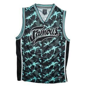 Famous Stars & Straps Camo Basketball Jersey 2XL – Teal Black Streetwear